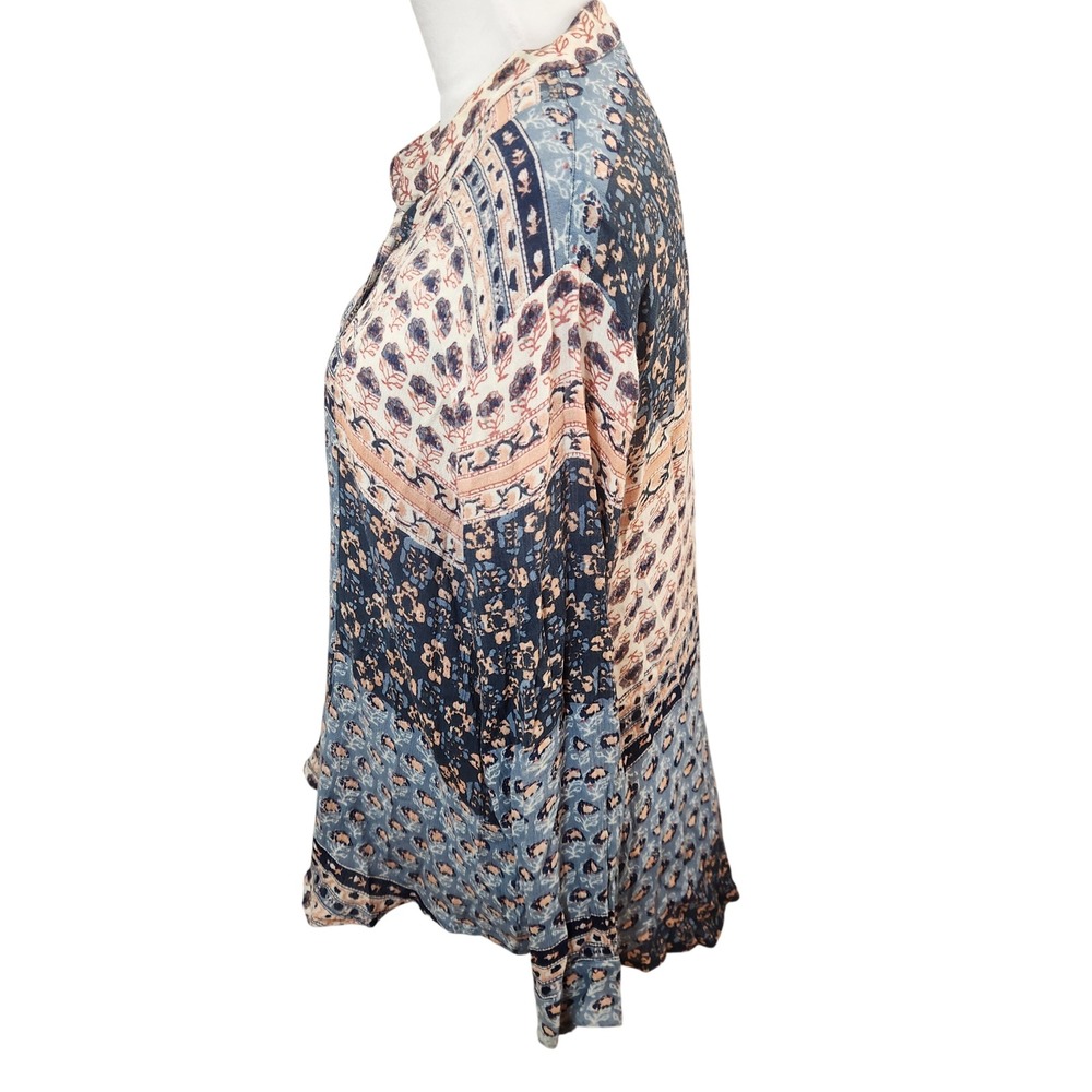Free People Boho Patchwork Print Button Down Blou… - image 4